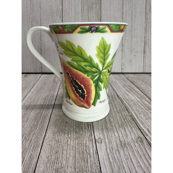Vtg Crown Trent Fine Bone China Fruit Set of 2 Mugs Kiwi Papaya Pomegranate Fig - Picture 9 of 16